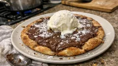 Πίτσα σοκολάτας στο σπίτι: τραγανή βάση, ζεστή πραλίνα και παγωτό βανίλια