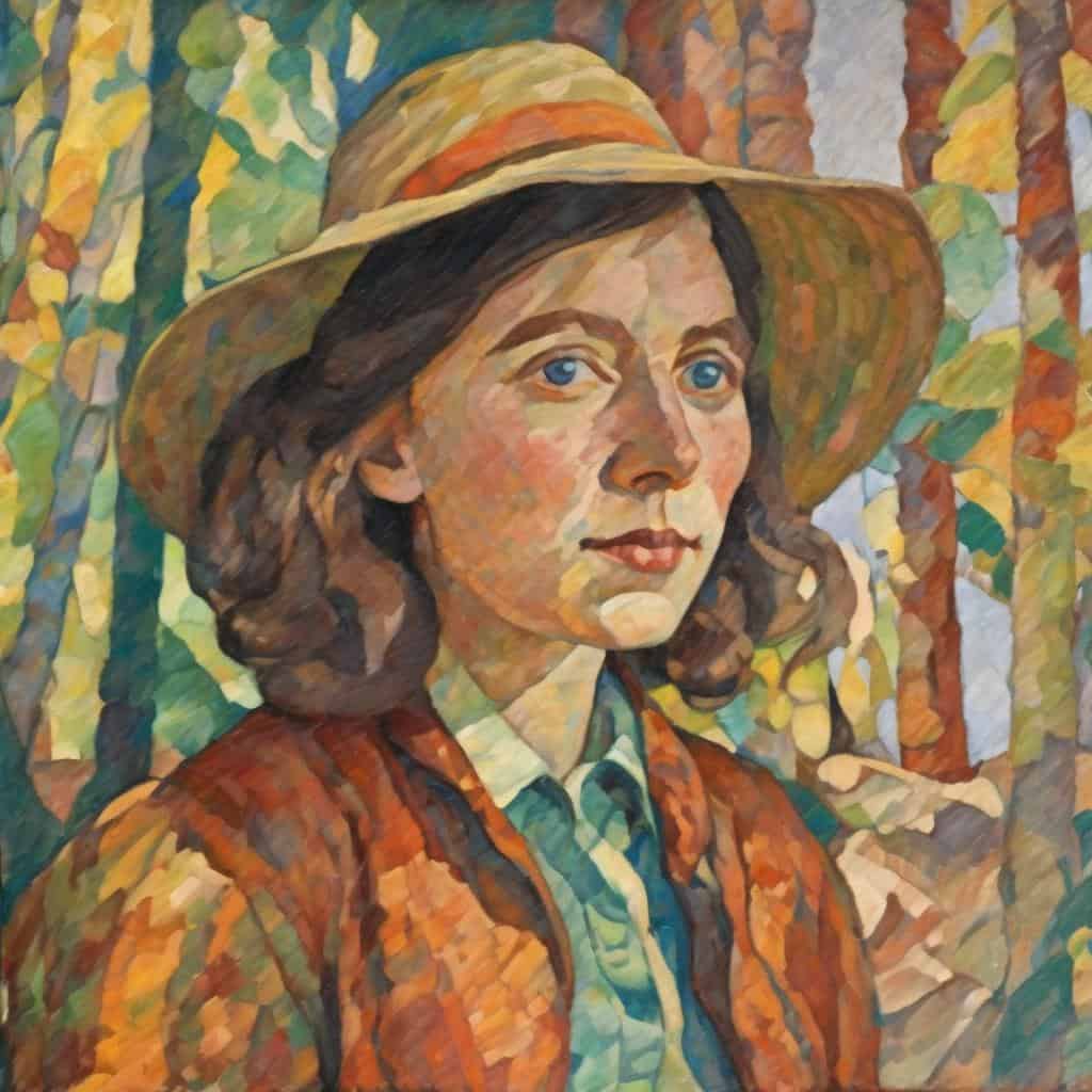 Ζωγραφική πορτρέτου μιας γυναίκας με καπέλο, σε ζωγραφικό στυλ με έντονες πινελιές, εμπνευσμένη από την τέχνη της αρχαιότητας μέχρι σήμερα.