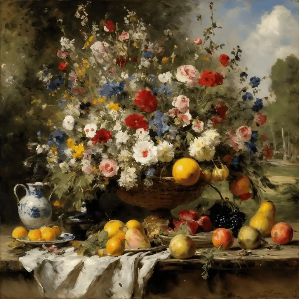Flowers and Fruit in a Garden – Eugene Boudin